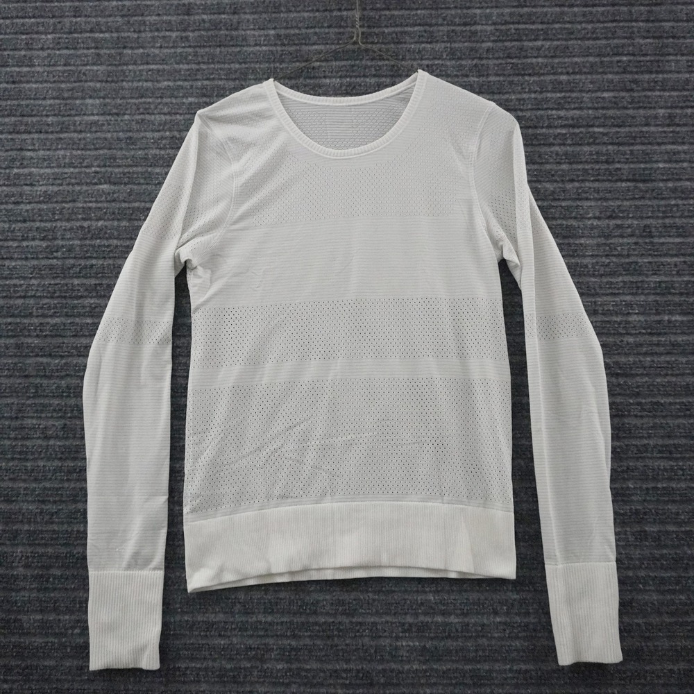 Lululemon Swiftly Tech Long Sleeve Women 4 White Mesh Activewear Top